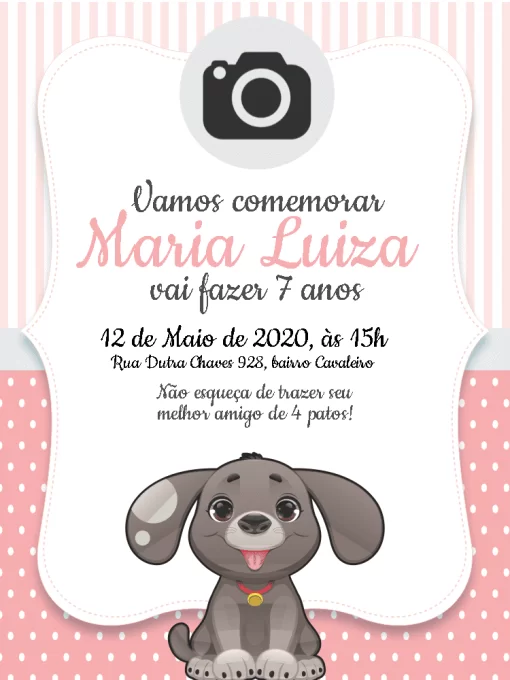 Convite aniversário gatinha Marie - Edite grátis com nosso editor online