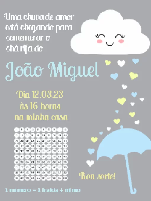 Convite Aniversário Chuva de Amor Menino Edite Online