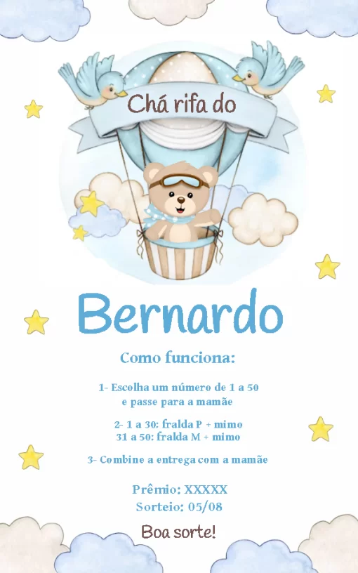Convite chá de bebê menino - Edite grátis com nosso editor online