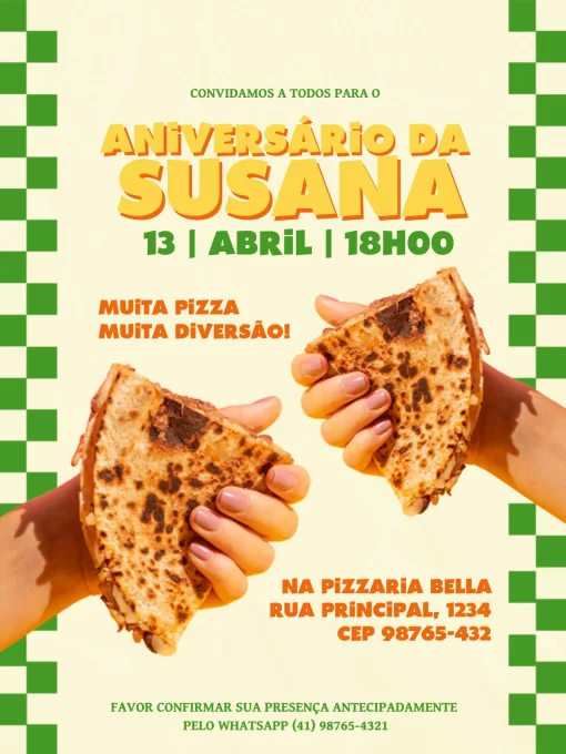 Convite online de pizzaria edite grátis