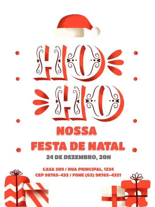 Convite De Festa De Natal ho ho ho noel Edite Online